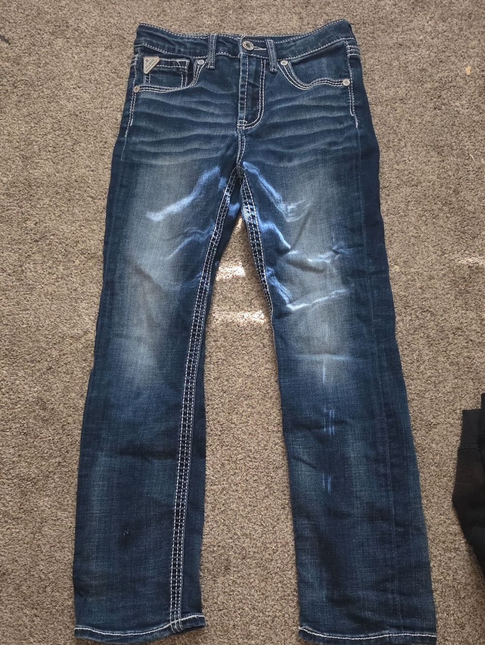 Salvage Dark Wash Straight Leg Jeans - Visible Triangle Logo